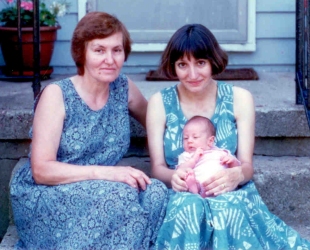 Nena (one month old) with her grandmother and her mother